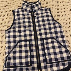 J Crew Navy Plaid Puffer Vest size small
